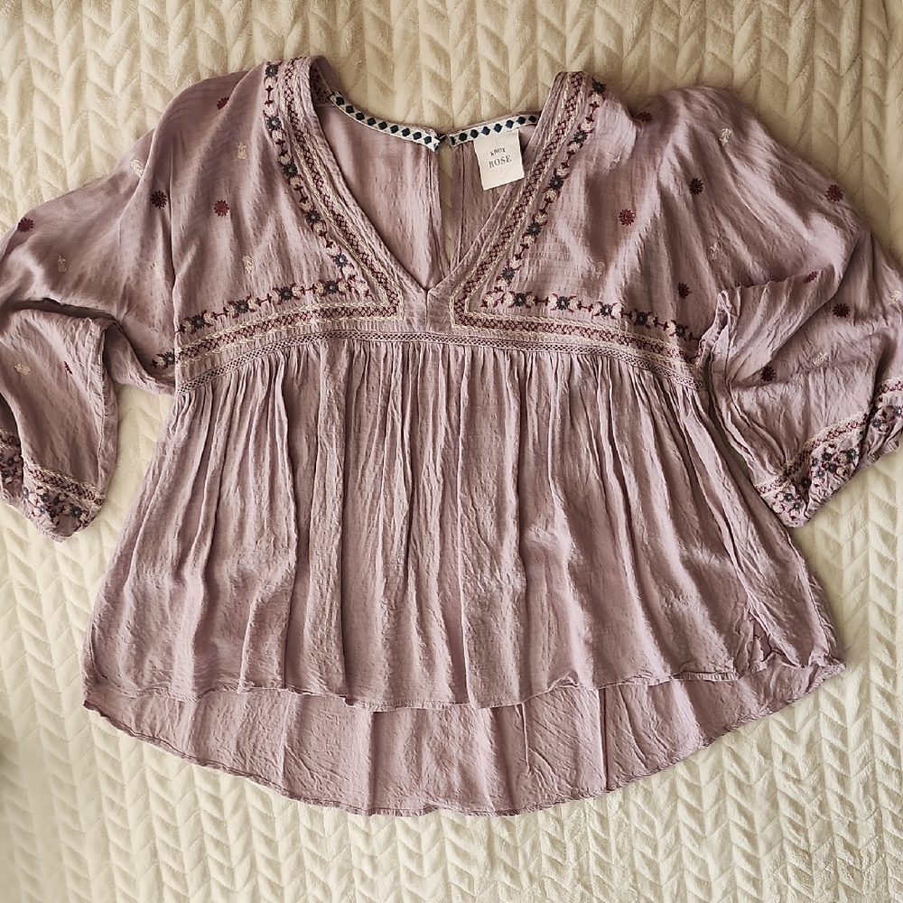 Knox Rose Mauve Embroidered Blouse